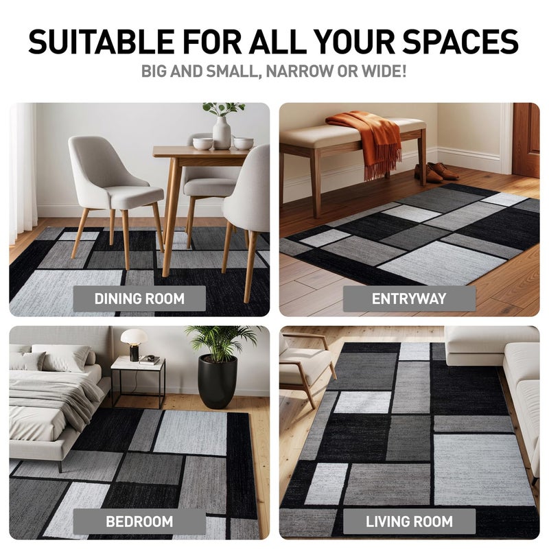 Rugshop Contemporary Modern Boxes Runner Rug 2' x 10' Gray - Image 2